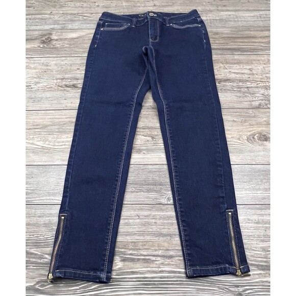 White House Black Market 4 (29/27) Skinny Leg Blue Jeans Soft Stretch Ankle Zip - Picture 1 of 12